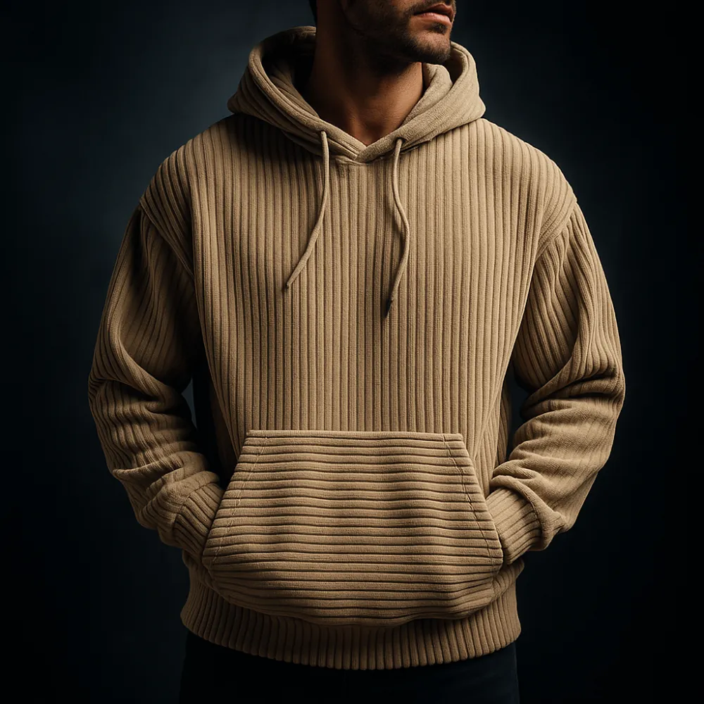 Corduroy Pullover Hooded Sweatshirt