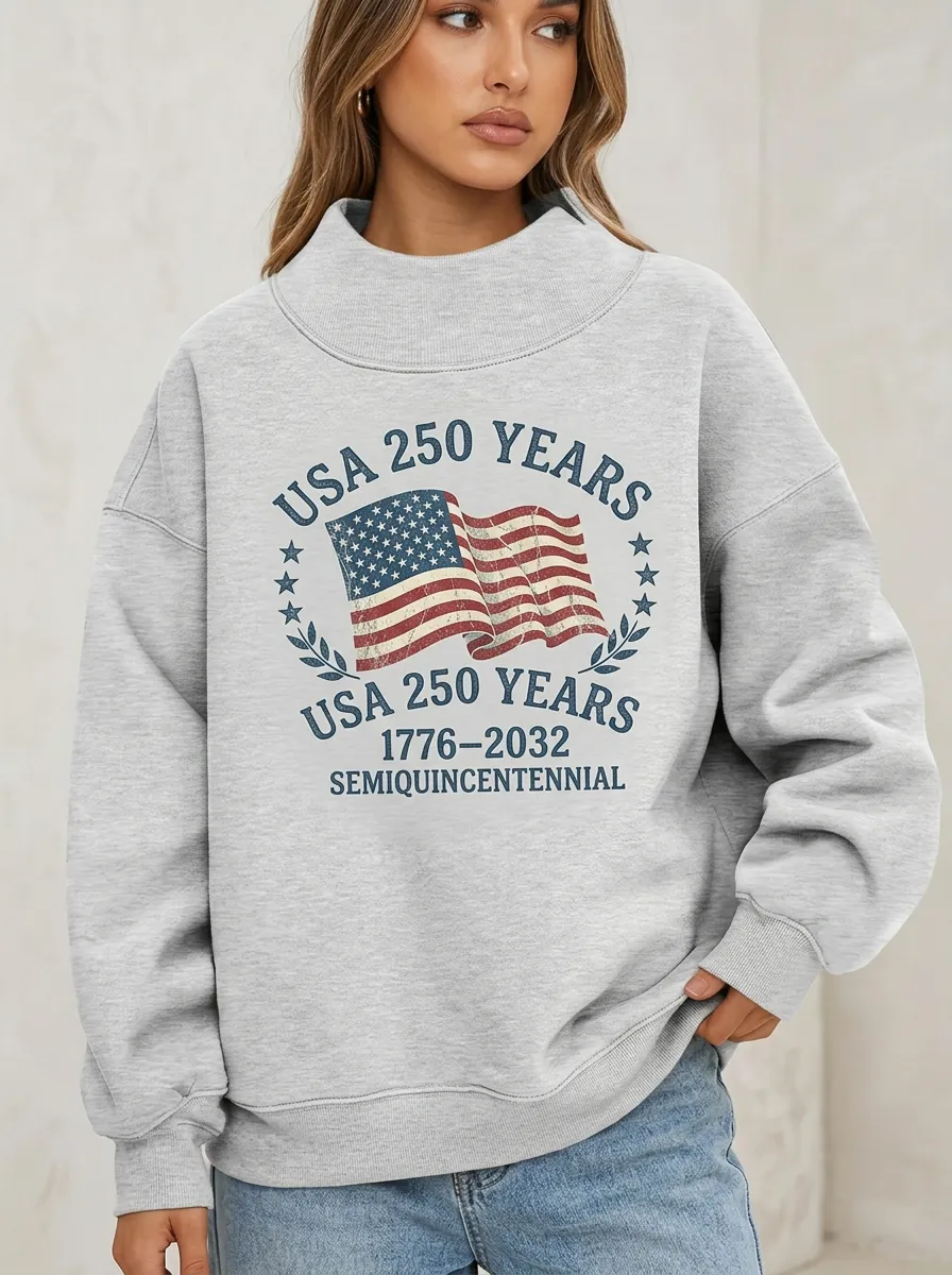 Anniversary Patriotic Flag Casual Hoodie Sweatshirt