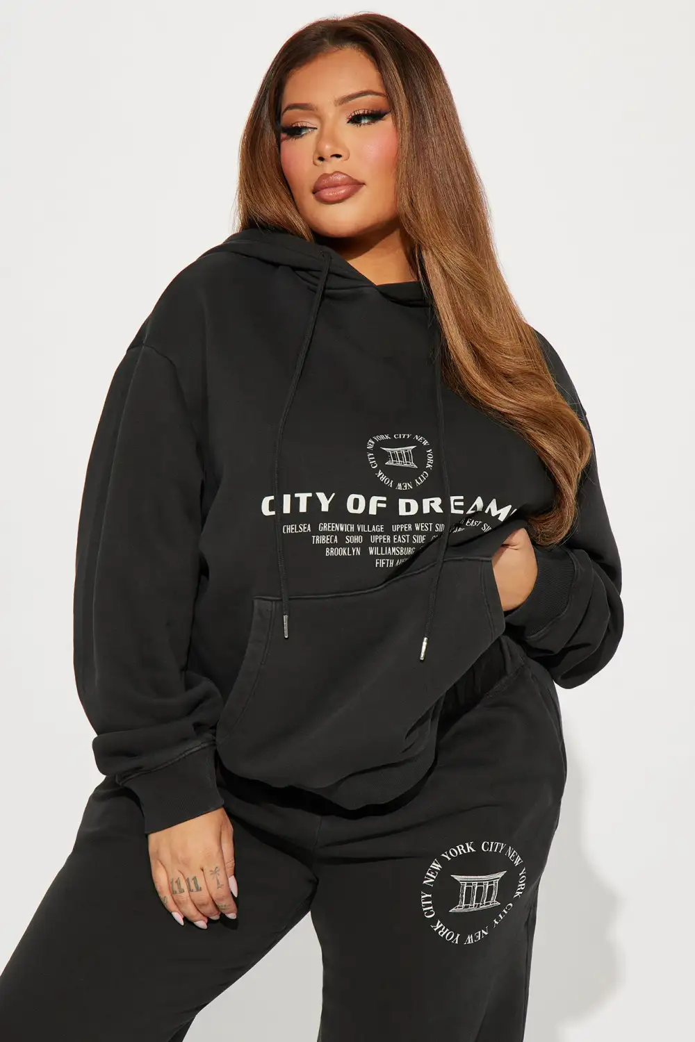City Of Dreams Washed Jogger Set - Black
