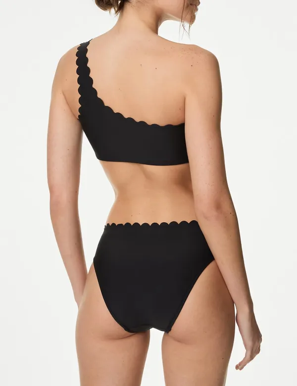 Neoprene Scallop One Shoulder Bikini Top