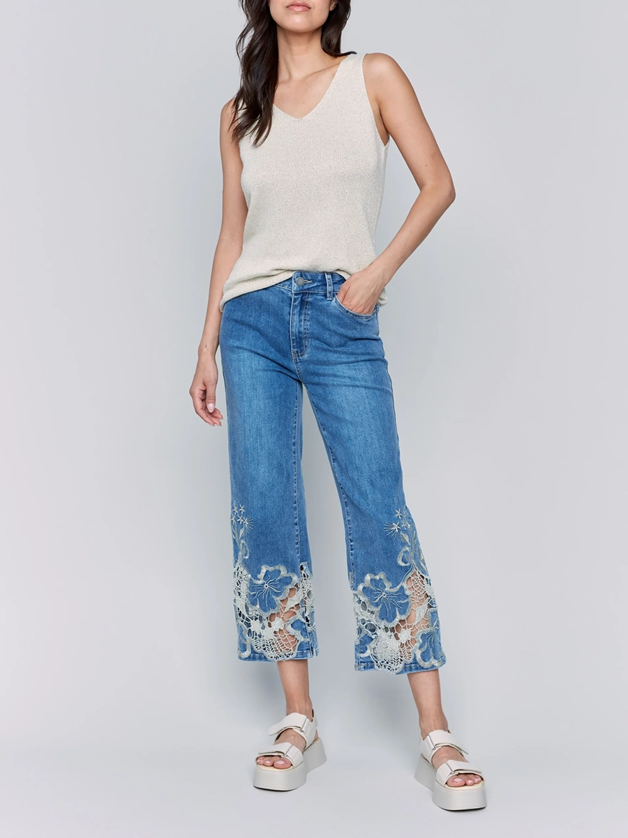 Designer Art Hollow Cotton Jeans
