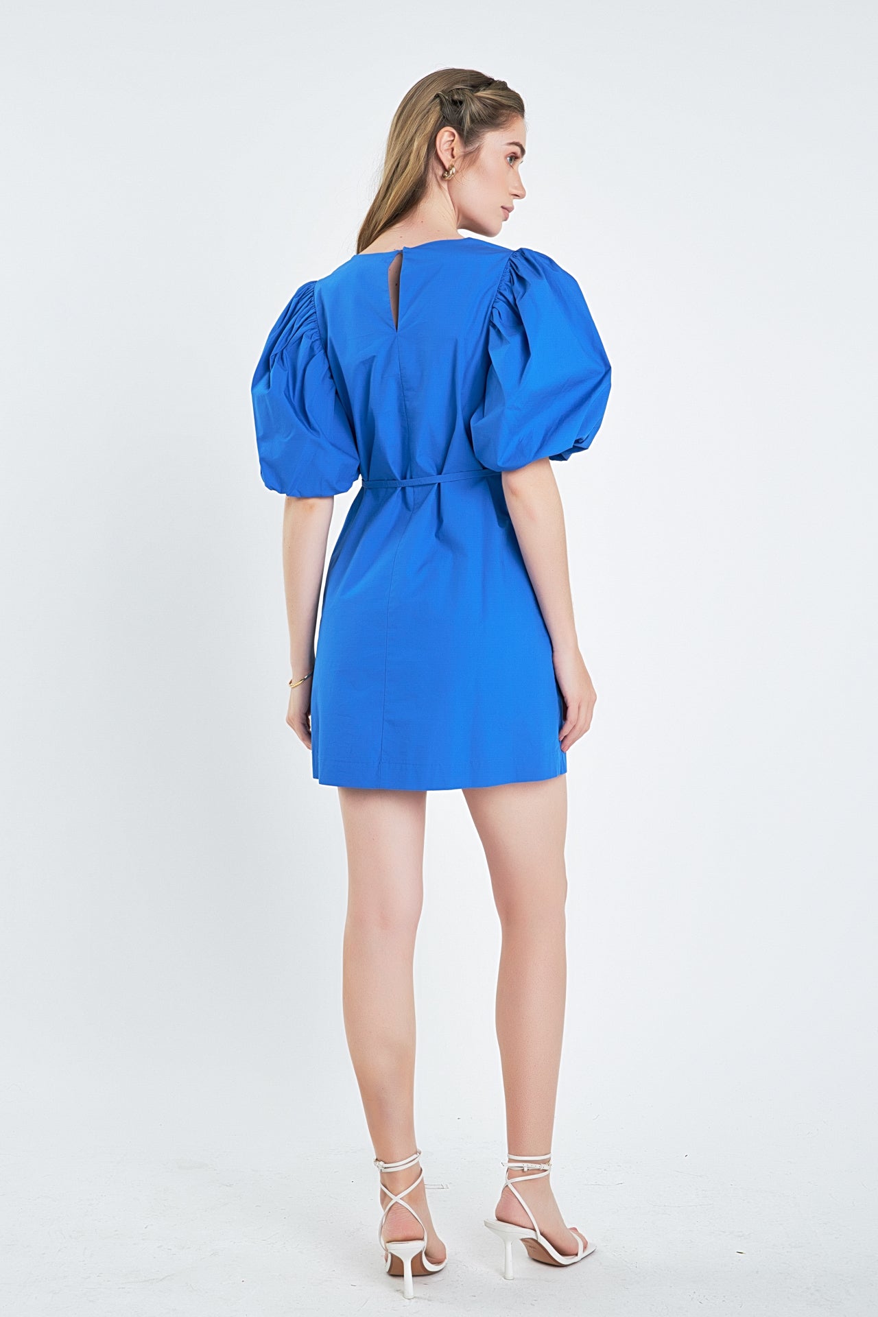 Puff Sleeve A-line Shift Mini Dress