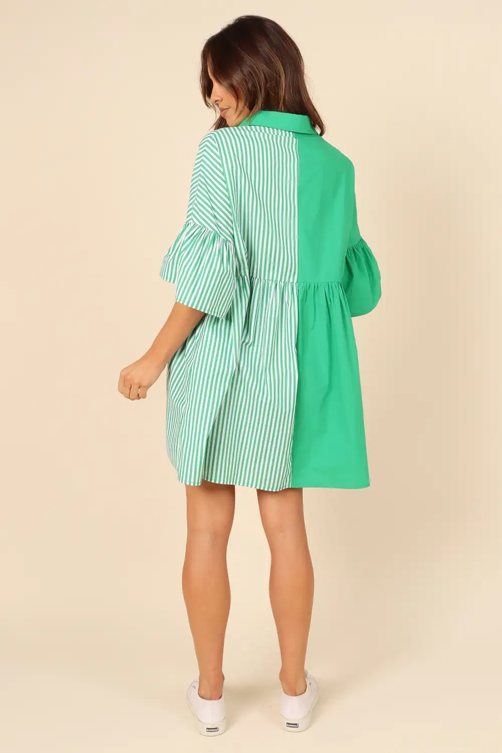 Didi Frill Mini Dress - Green Stripe