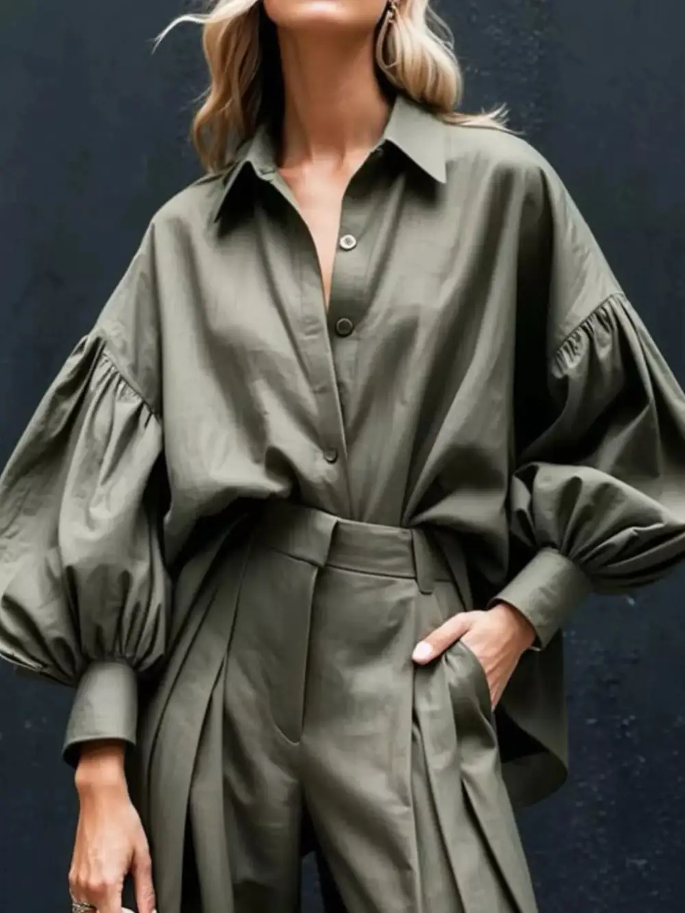 Wide Leg Lantern Jumpsuit