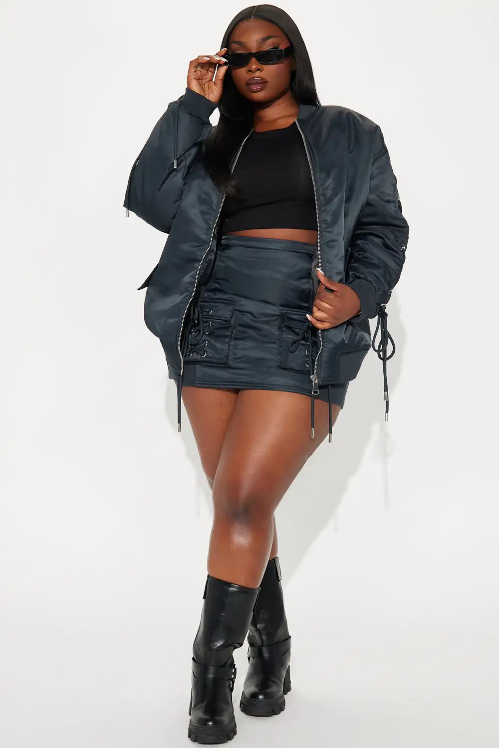 Roxxy Puffer Skirt Set - Charcoal