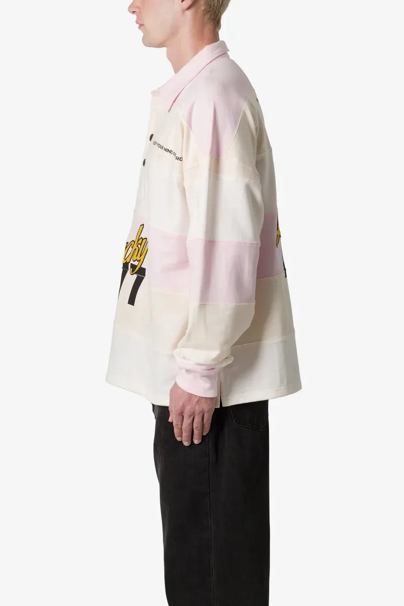 PINK AND BEIGE STRIPED RUGBY SHIRT