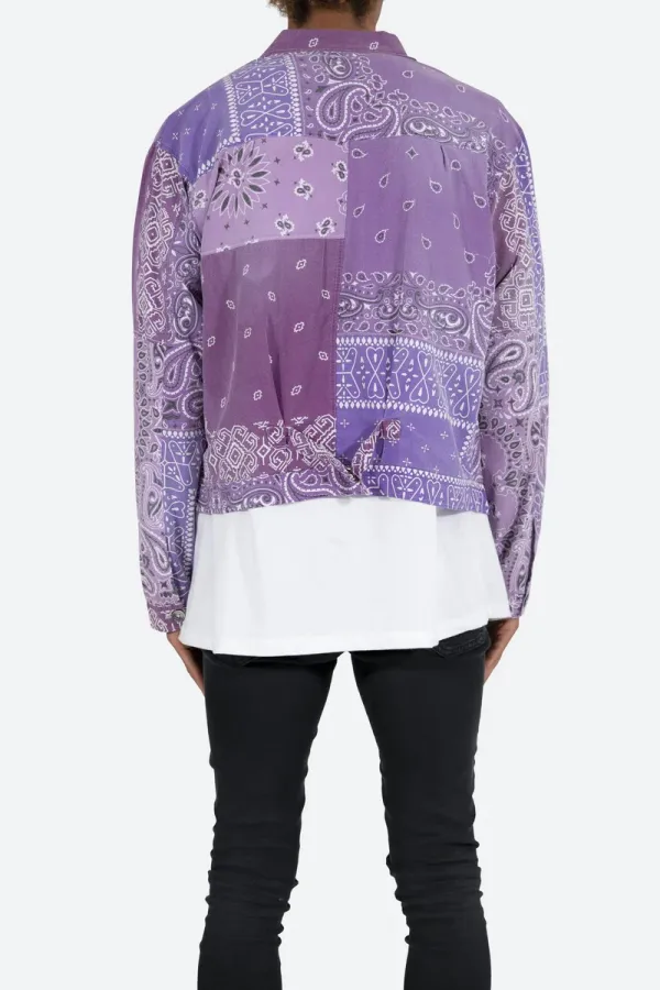 PURPLE BANDANA PRINTED TRUCKER SHIRT