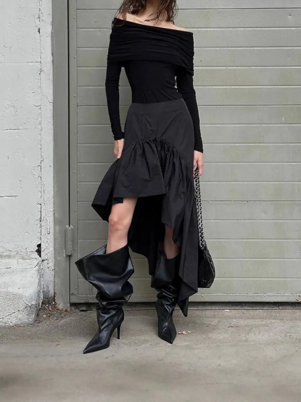Ruffle Trim Cotton Blend Skirt