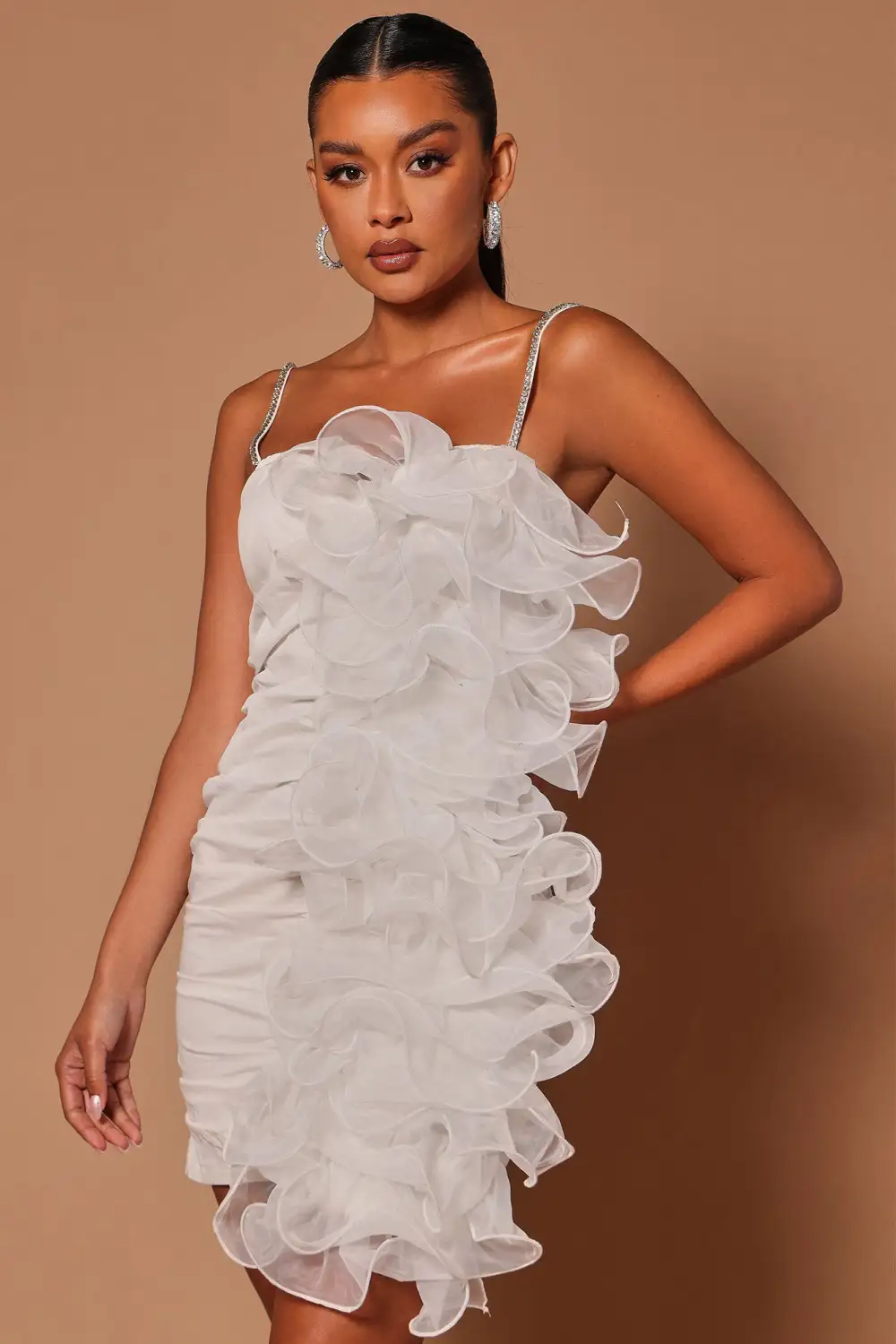 Giselle Ruffle Mini Dress - White