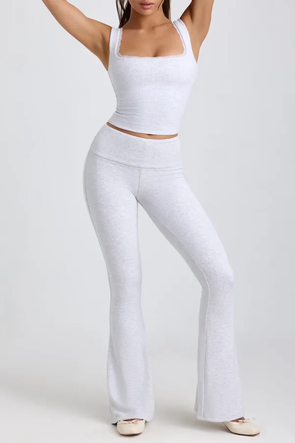 Creative Lace Trim Mid-Waist Women's Slim Trousers