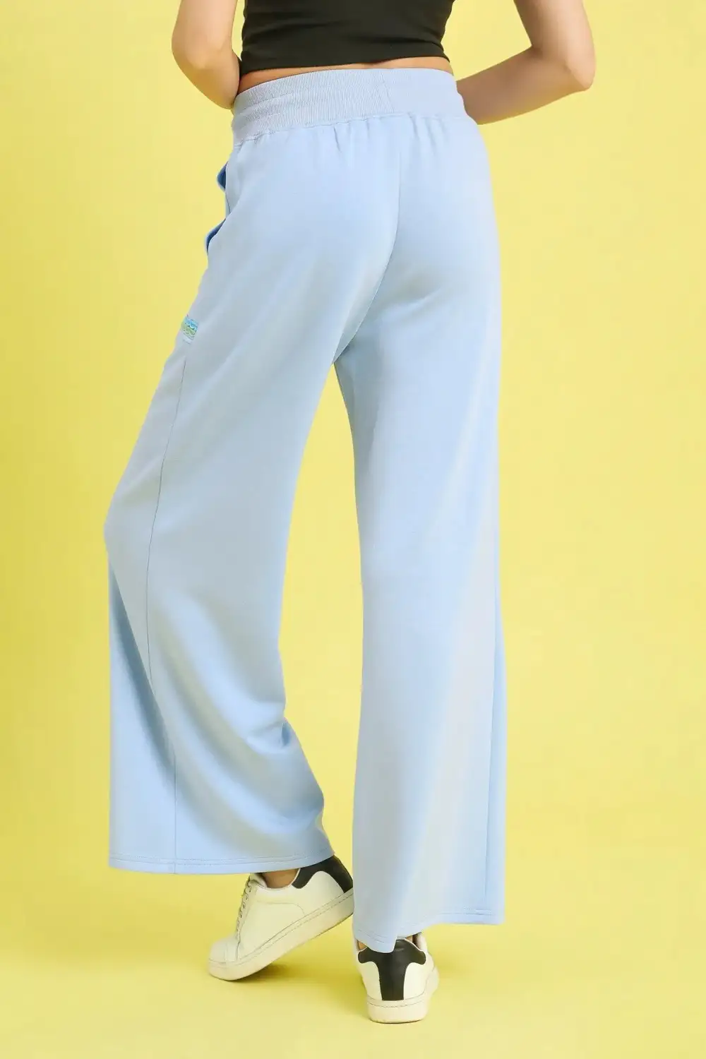 Drawstring Wide Leg Pants With Scallop Trim Detail