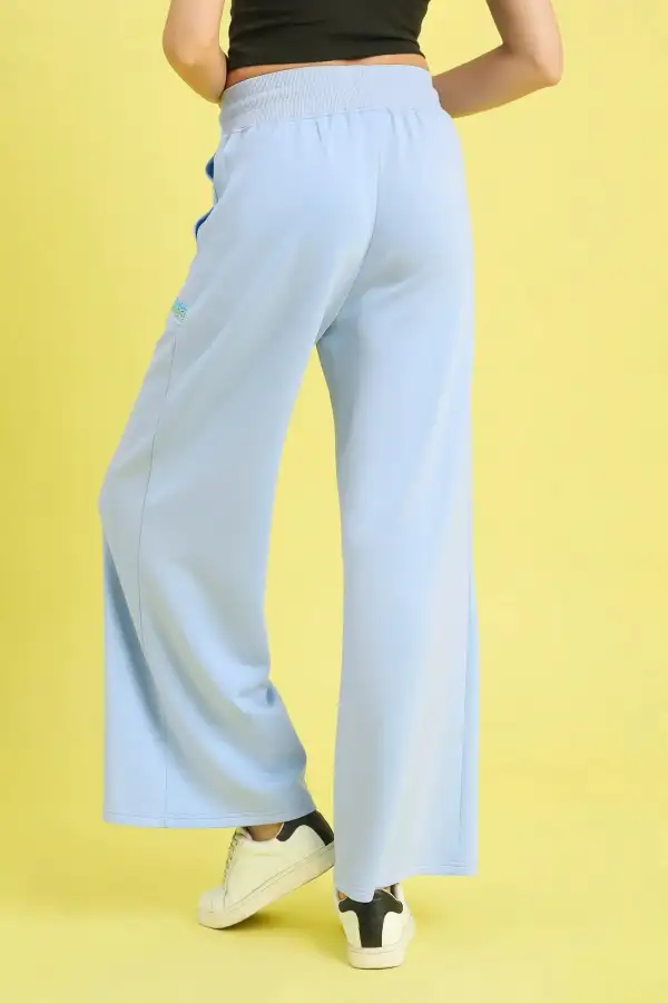 Drawstring Wide Leg Pants With Scallop Trim Detail