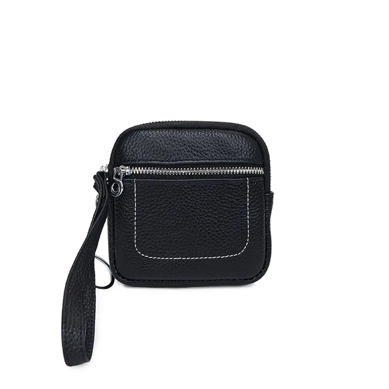 Square Mini Leather Card Wallet & Purse, Zipper Lock Design, Fashion Casual Style Coin Pouch, Perfect Unisex Gift for All Seasons, Stylish Wallet, Coin Bag, Change Purse