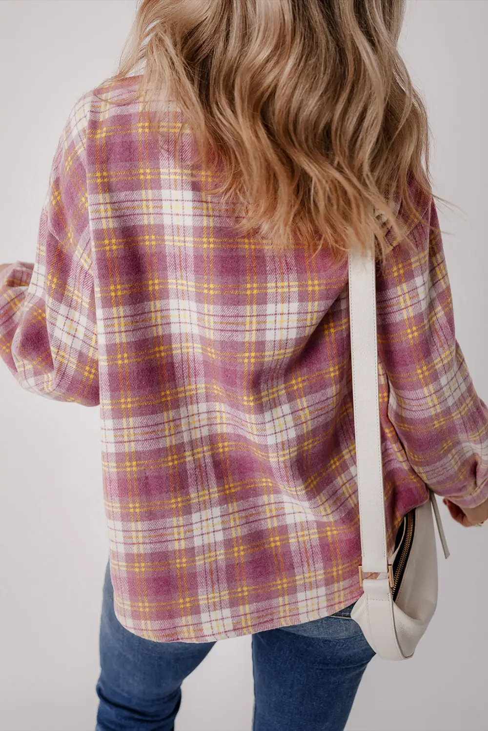 Anette® | Casual chic pink checked shirt jacket