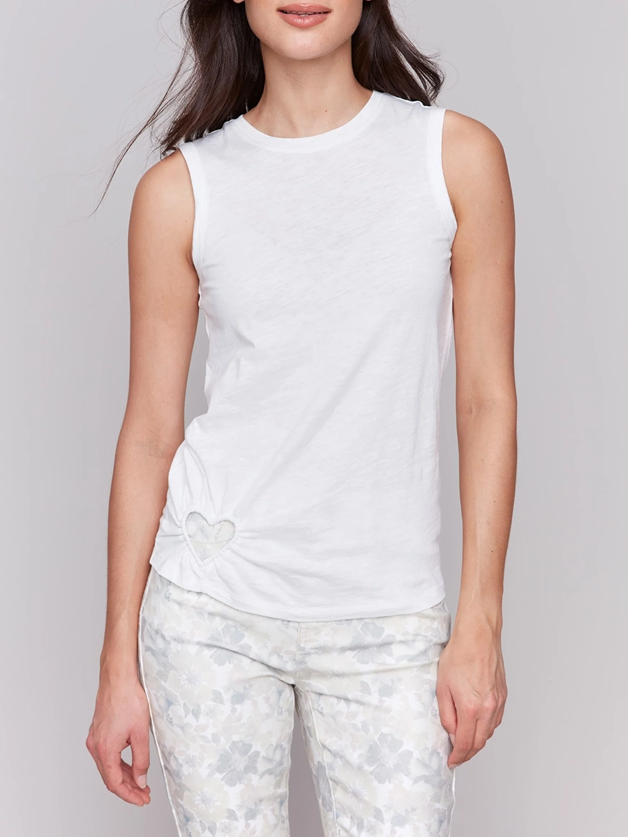 Cotton Round Neck Heart Hollow Vest