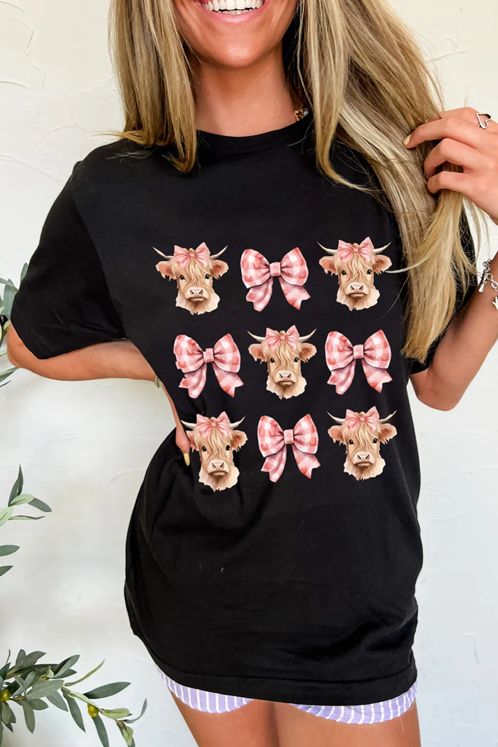 Cow With Bow Graphic Tee