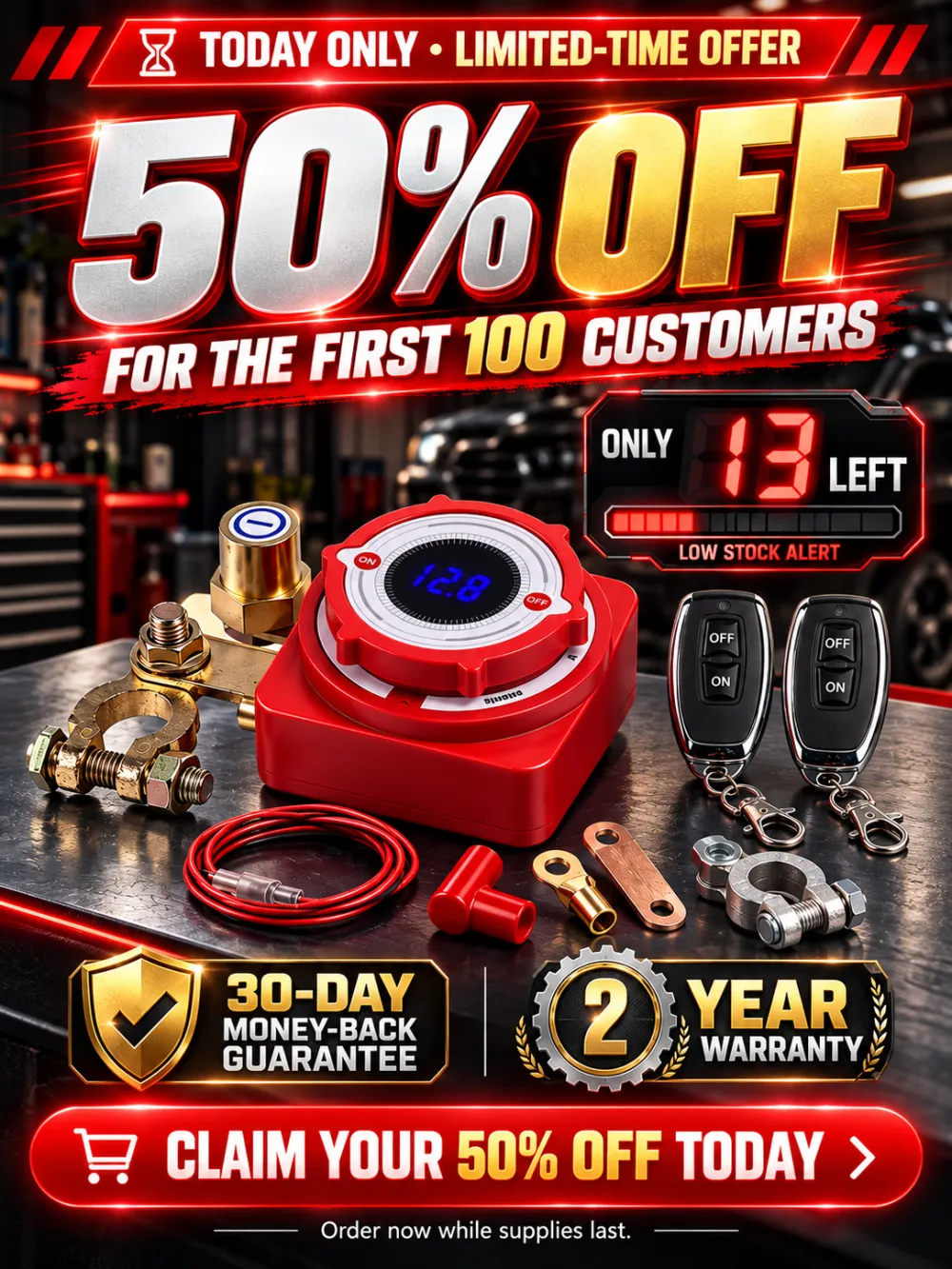High-Efficiency Anti-Drain Remote Battery Disconnect Switch Kit