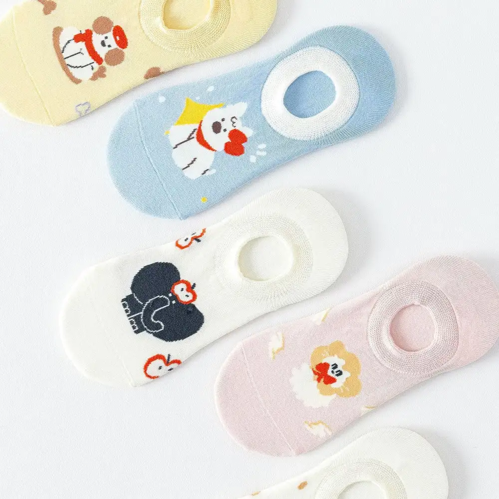 Whimsical Animal Cotton Footie Socks