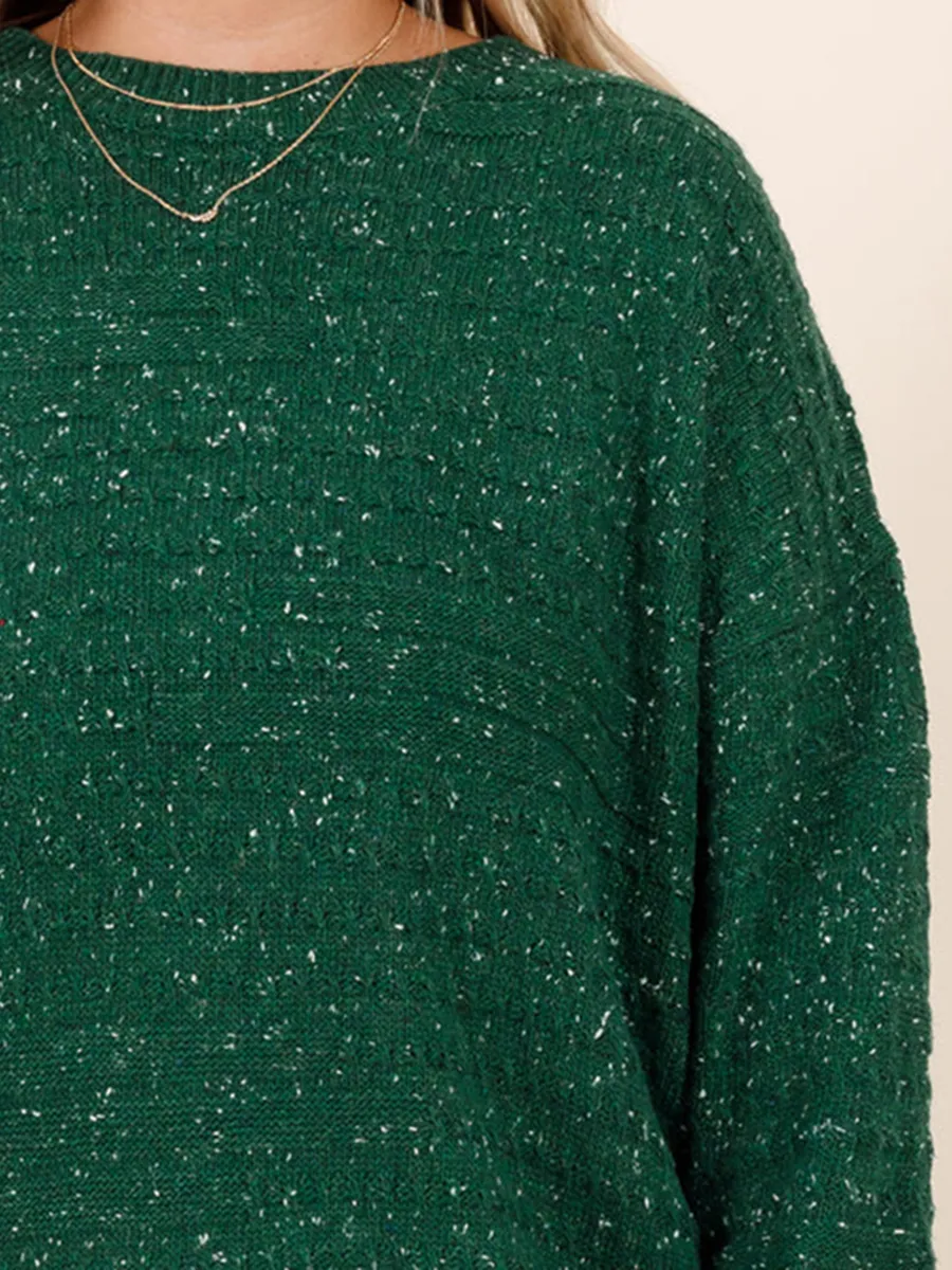 Dark Green Bright Silk Loose Knit Sweater