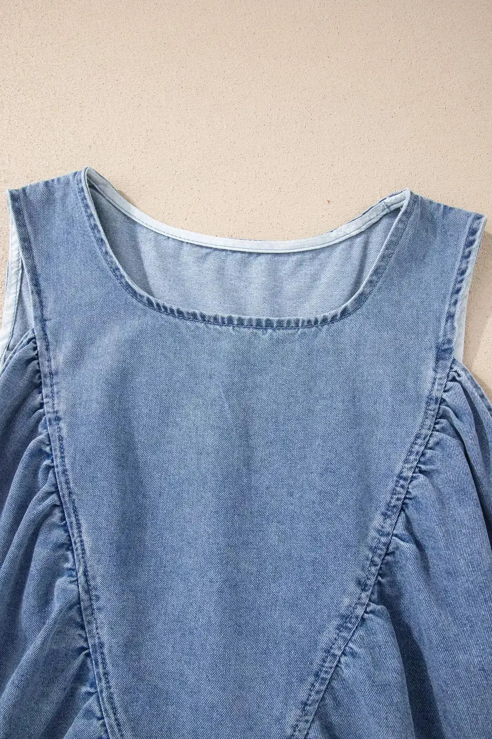 Pleated Patchwork Sleeveless Top