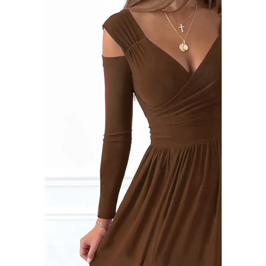 Slit Surplice Long Sleeve Maxi Dress