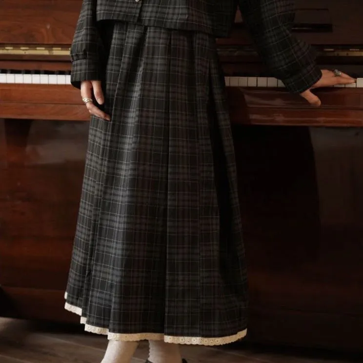 Polished Seaside Everyday Casual Plaid Skirt