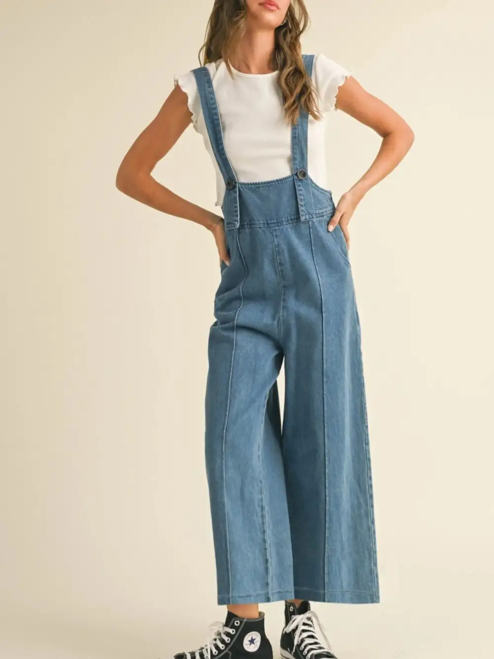 Modern Denim Wide Leg Overalls