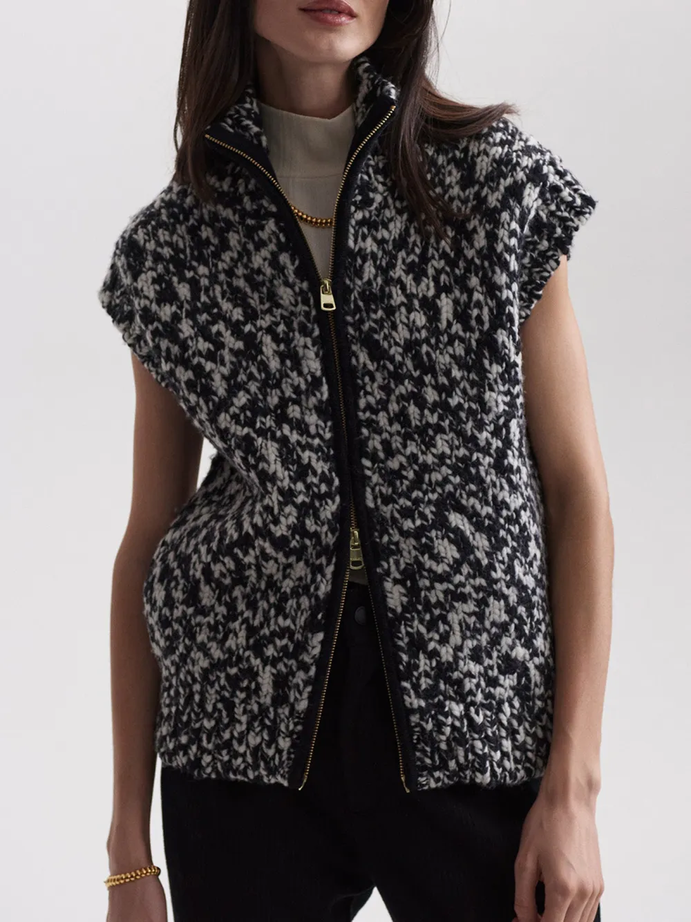 Camouflage Pattern Zip-Through Knit Gile