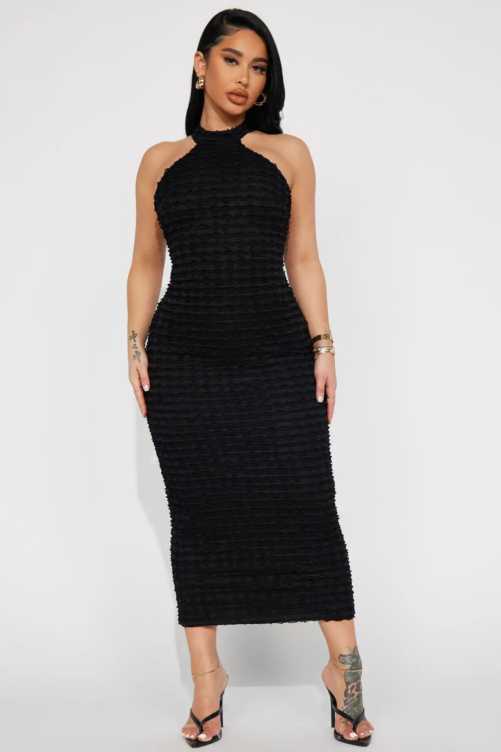 Distressed Diva Midi Dress - Black