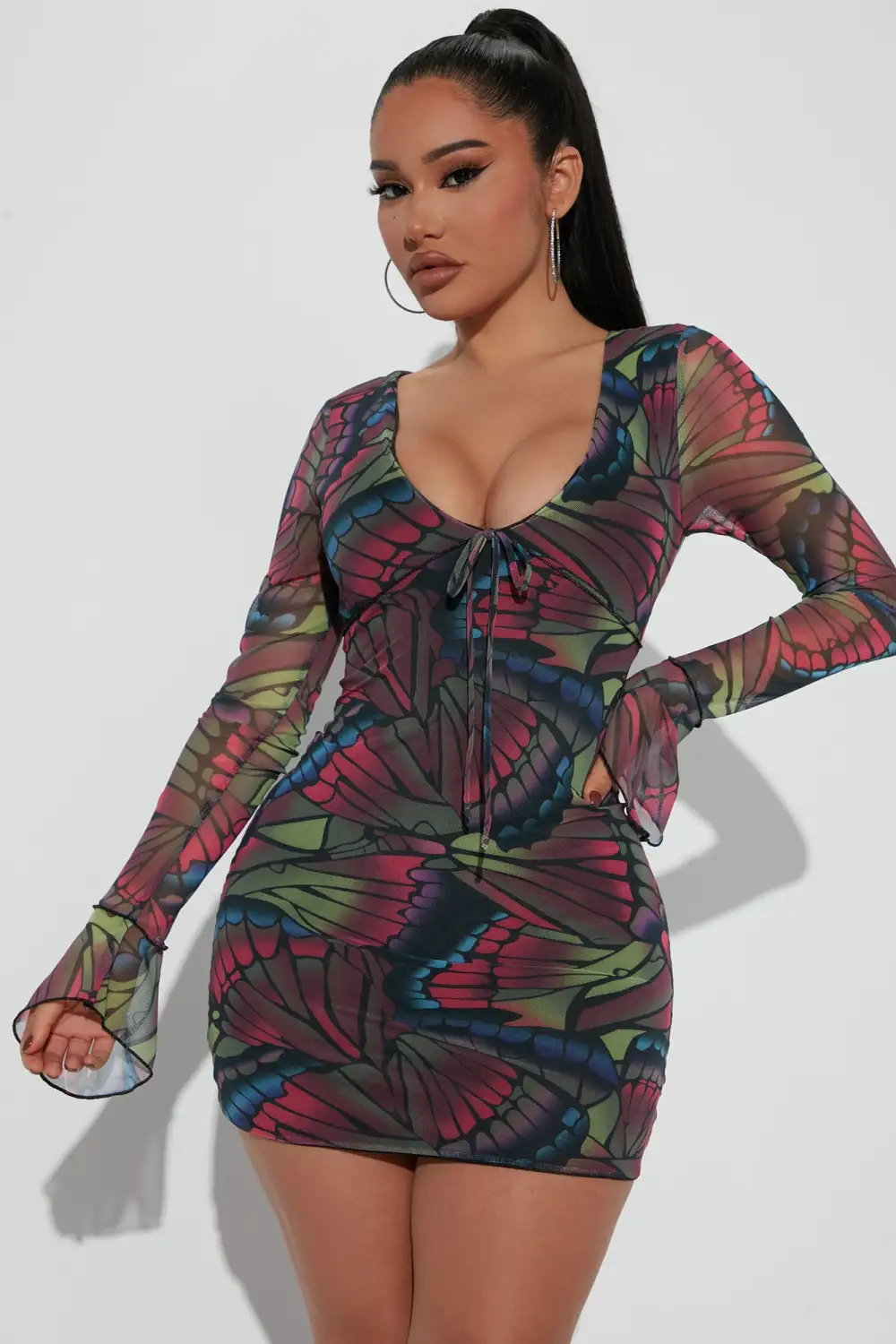Mariposa Beauty Mesh Mini Dress - Black/combo