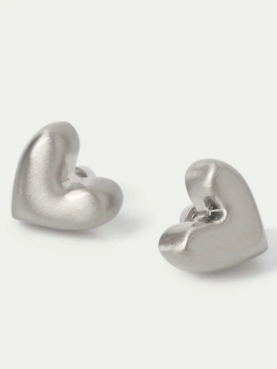Brushed Heart Stud Earrings
