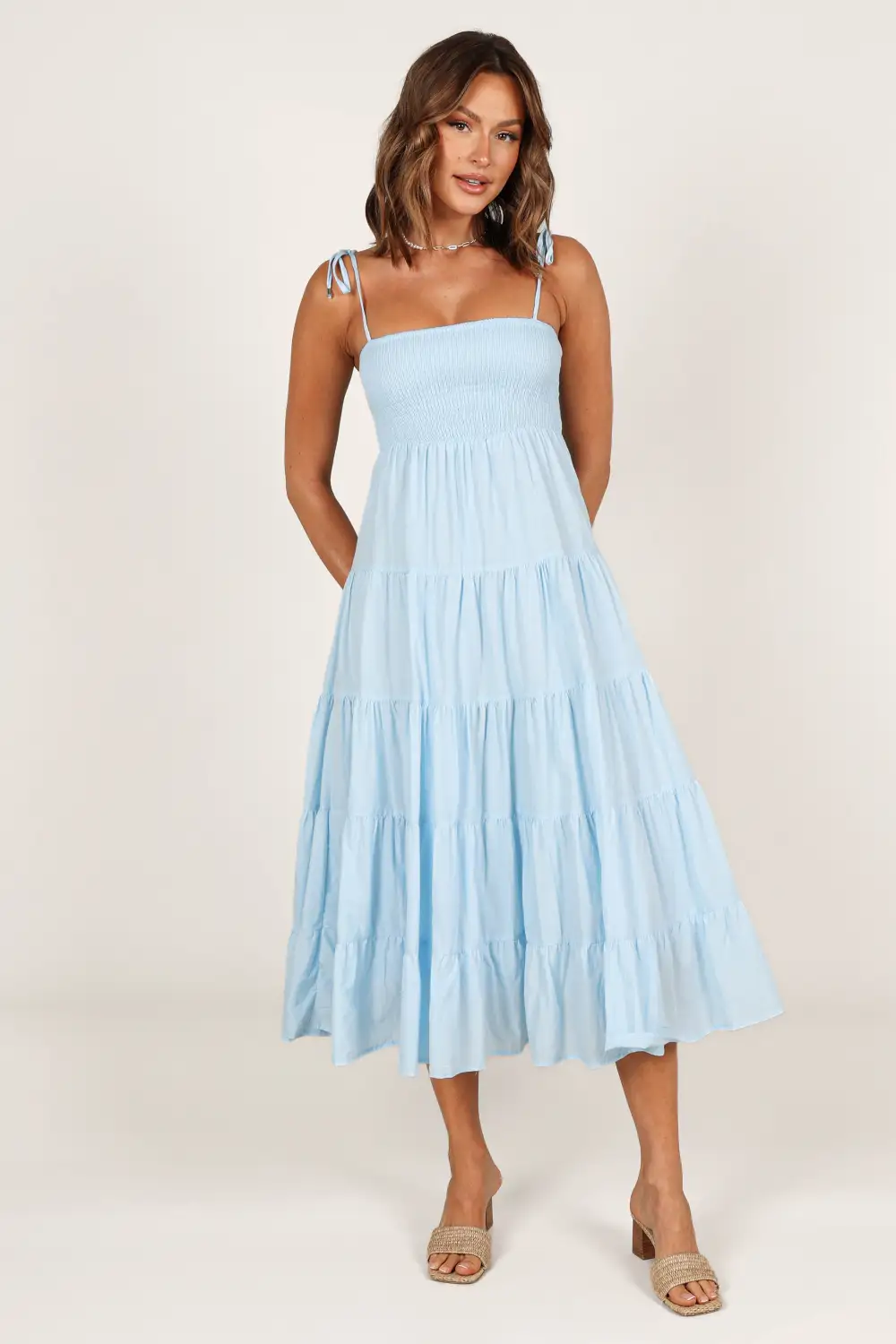 Carrol Shirred Bodice Maxi Dress - Blue