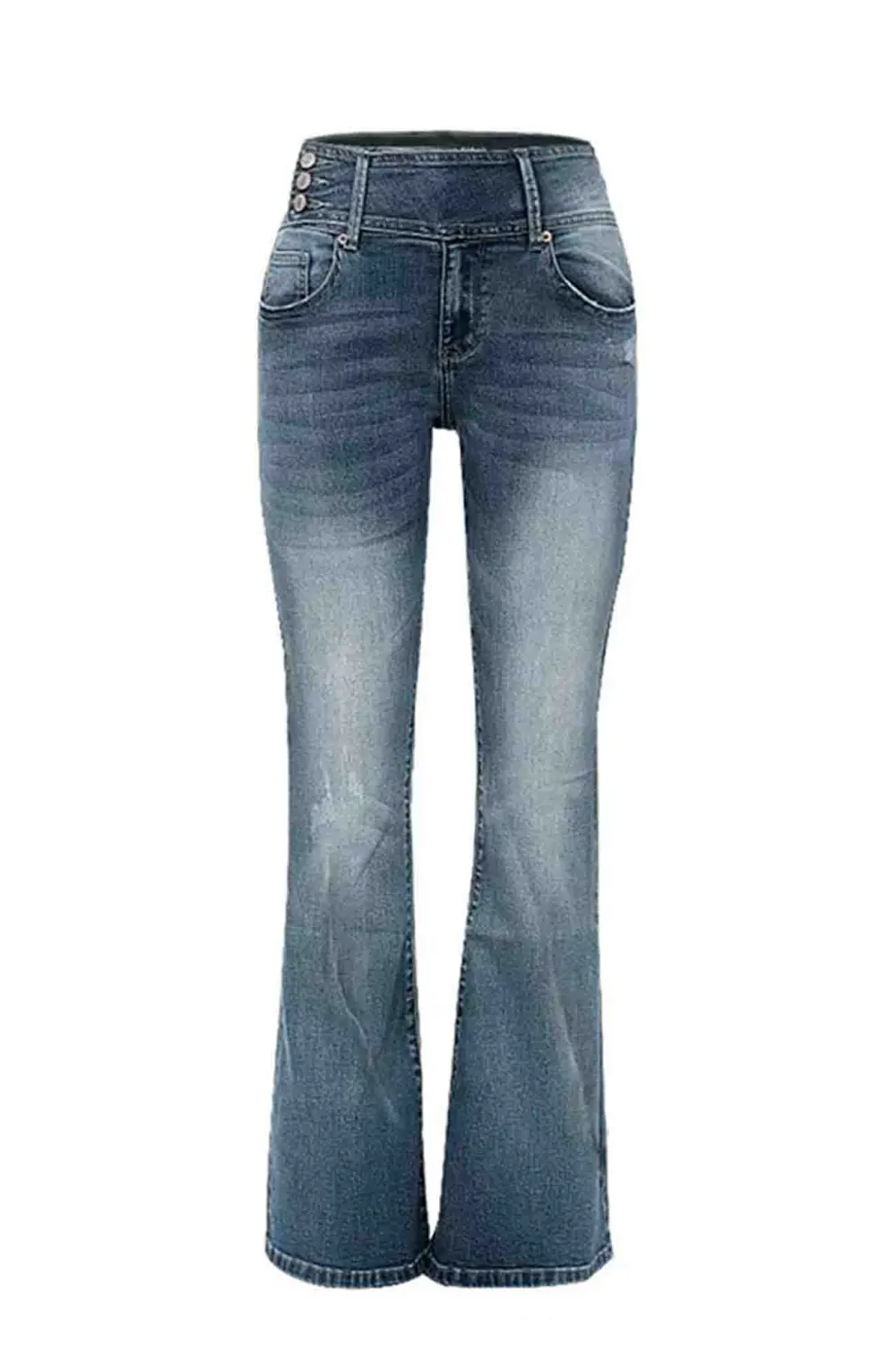 Side Button Flare Jeans