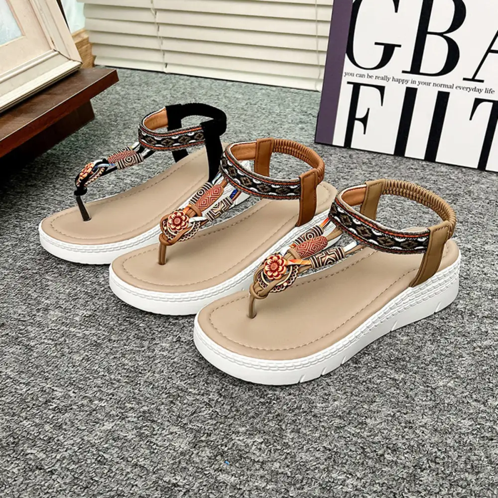 Classic Toe-Post Wedge Sandals