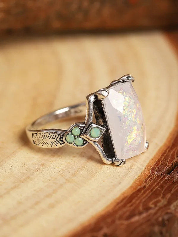 Vintage Opal Ancient Silver Ring