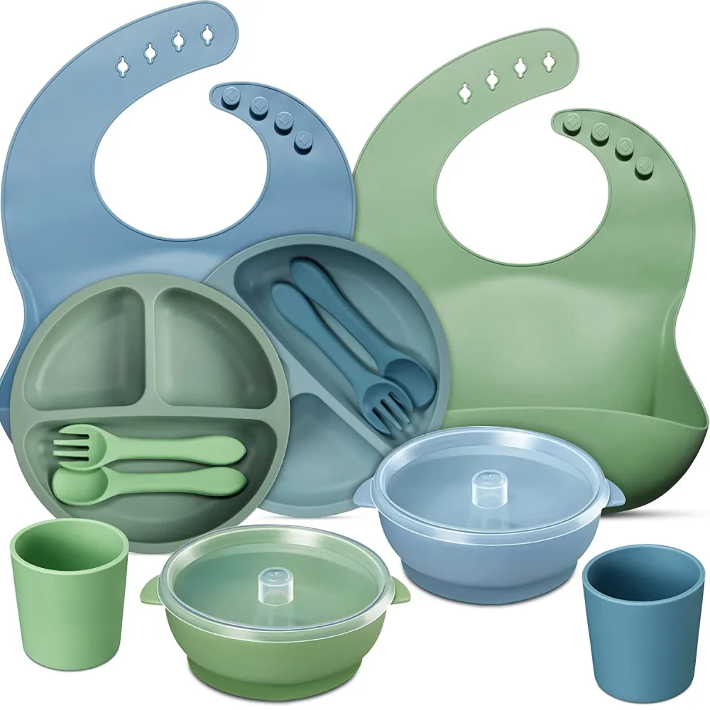 (Store Closing Sale) 12-piece silicone baby feeding set