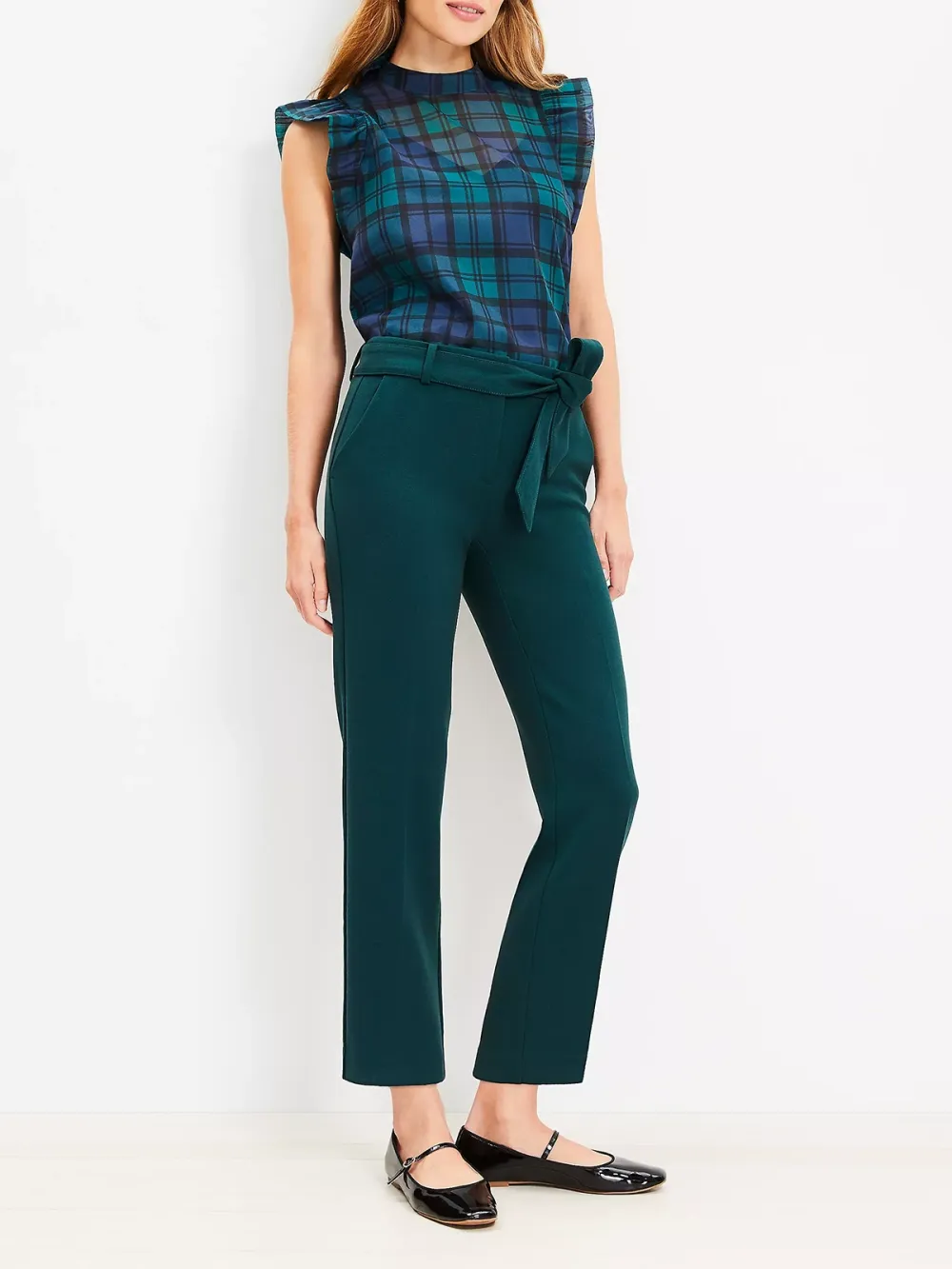 Tie Waist Riviera Slim Pants In Doubleface