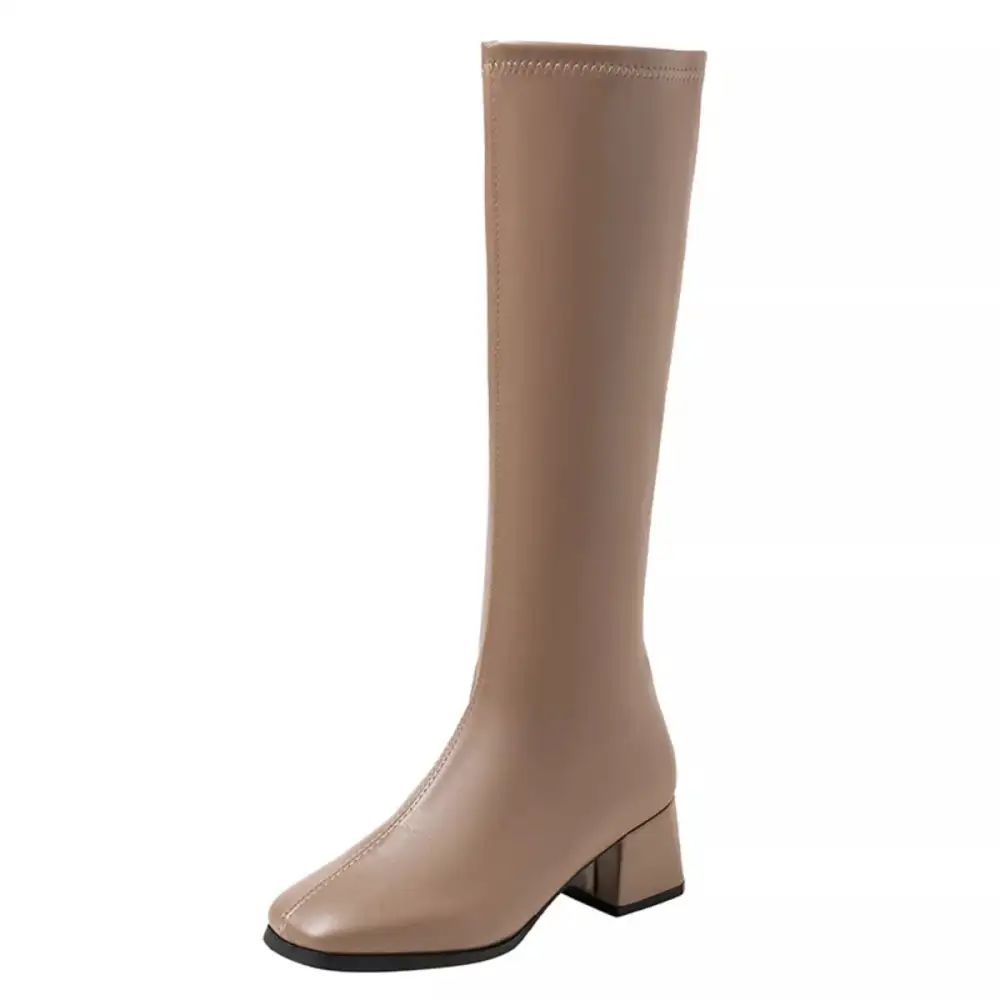 Refined Square Toe Block Heel Boots