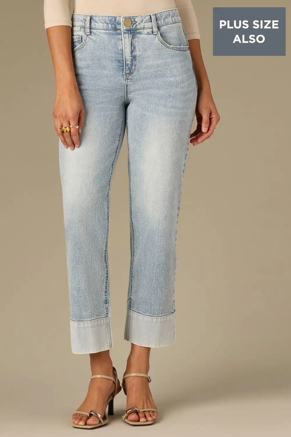 High Rise Round Up Boyfriend Plus Size Jeans