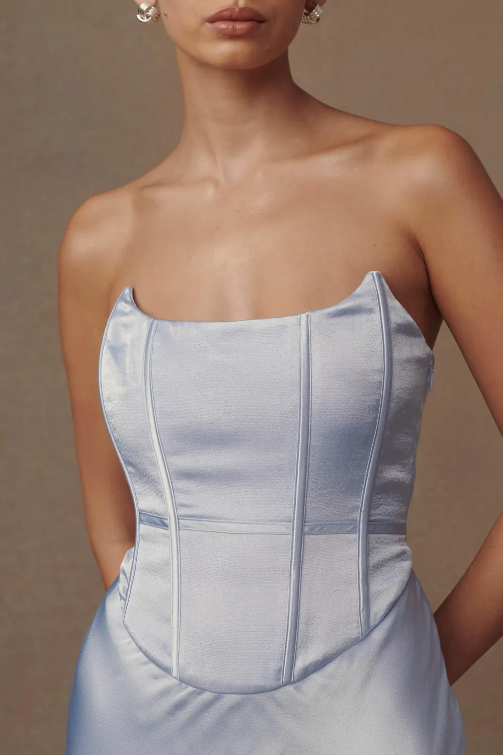 Satin Strapless Maxi Dress