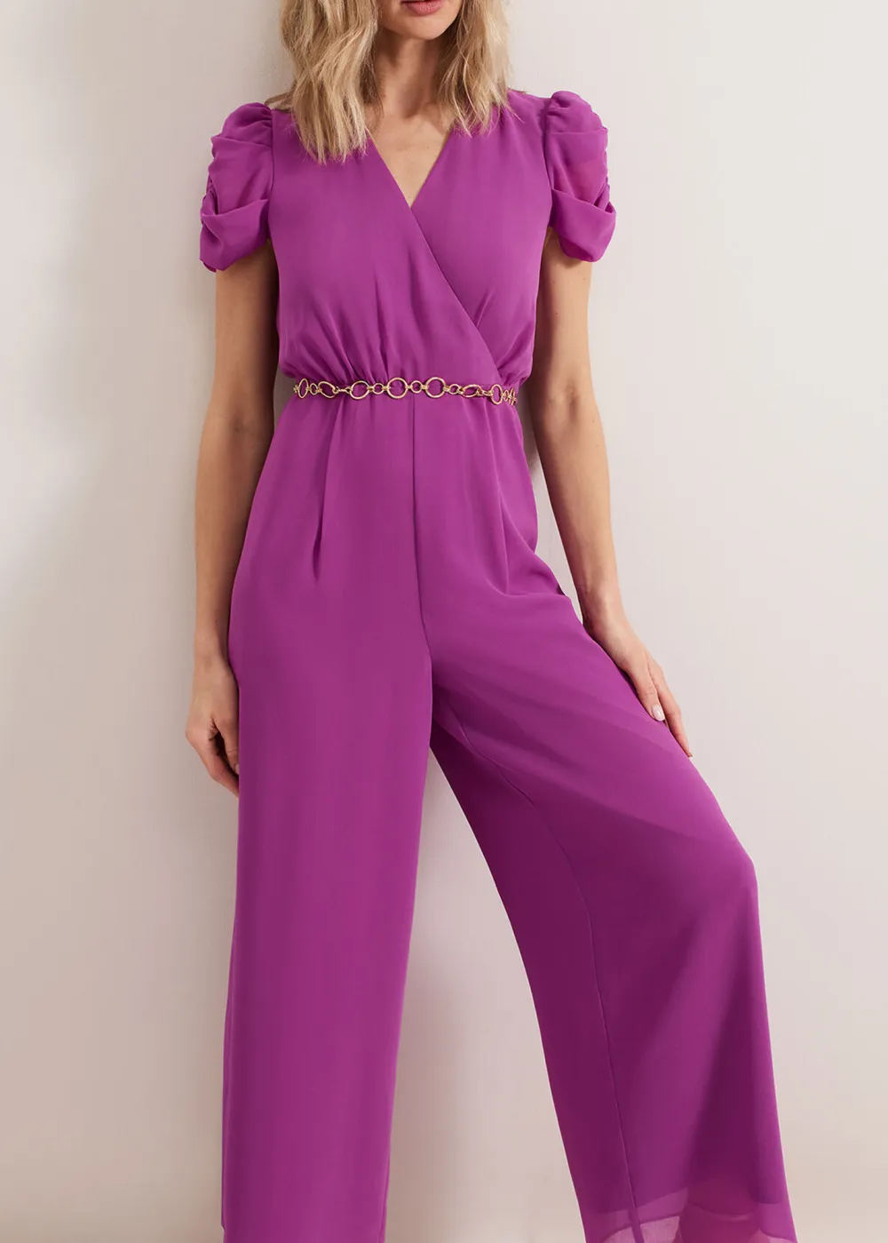 Loose And Lively Exquisite Pleated Short-Sleeved Jumpsuit