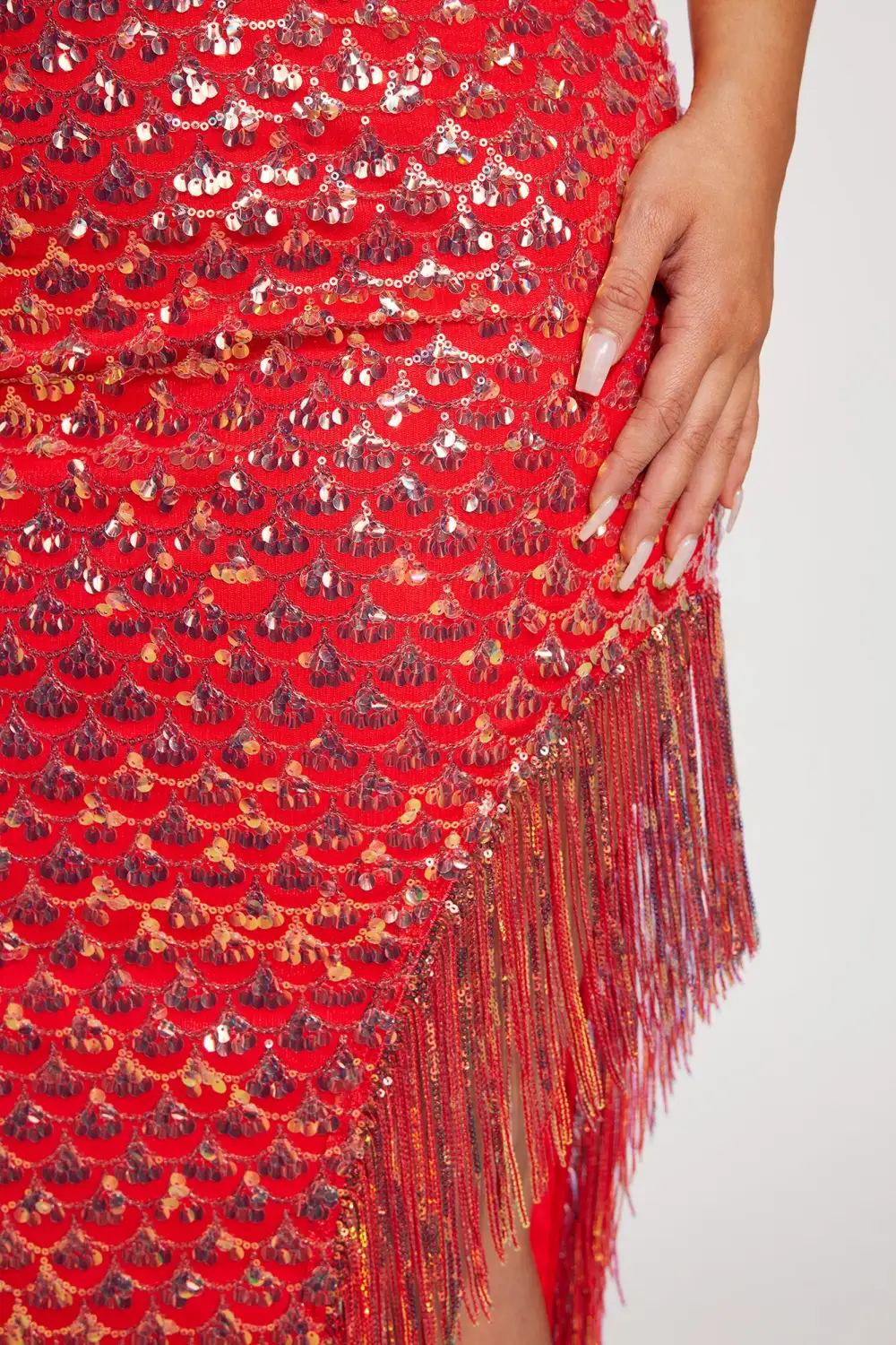 Melanie Sequin Maxi Dress - Coral