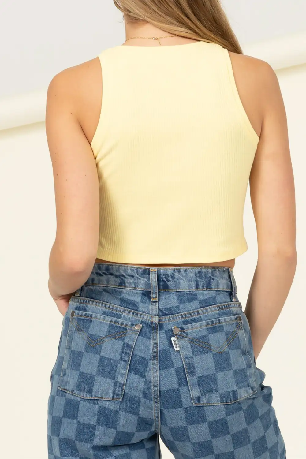 Button Front Sleeveless Crop Shirt