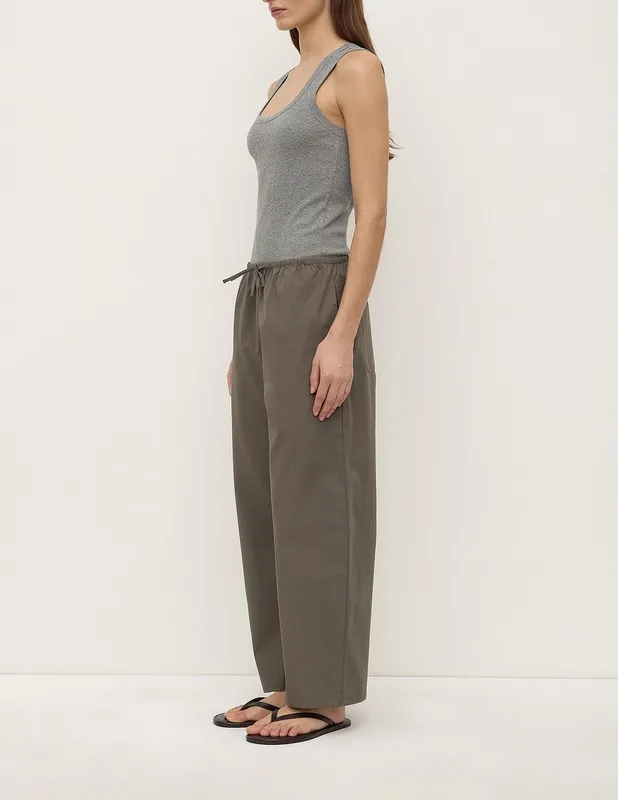 Military Cotton Barrel-Leg Pant