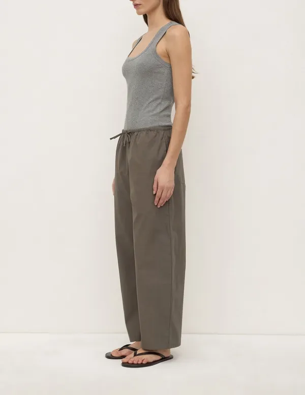 Military Cotton Barrel-Leg Pant