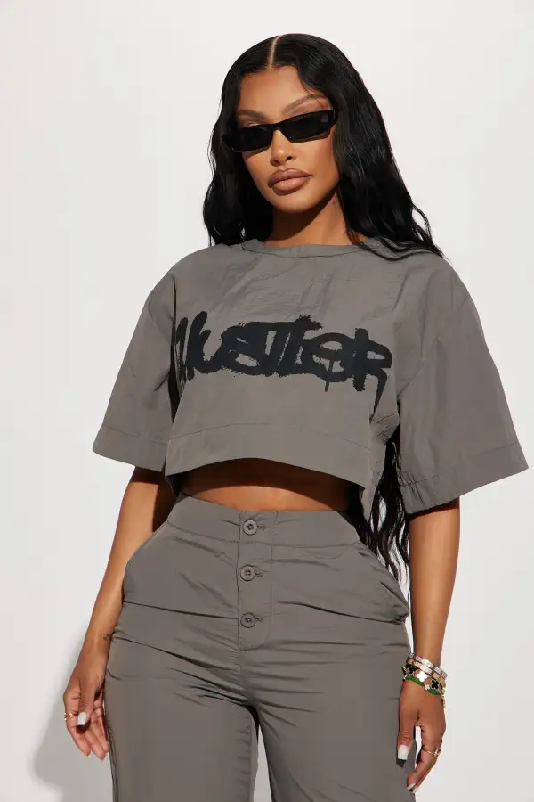 Time To Hustle Windbreaker Pant Set - Grey