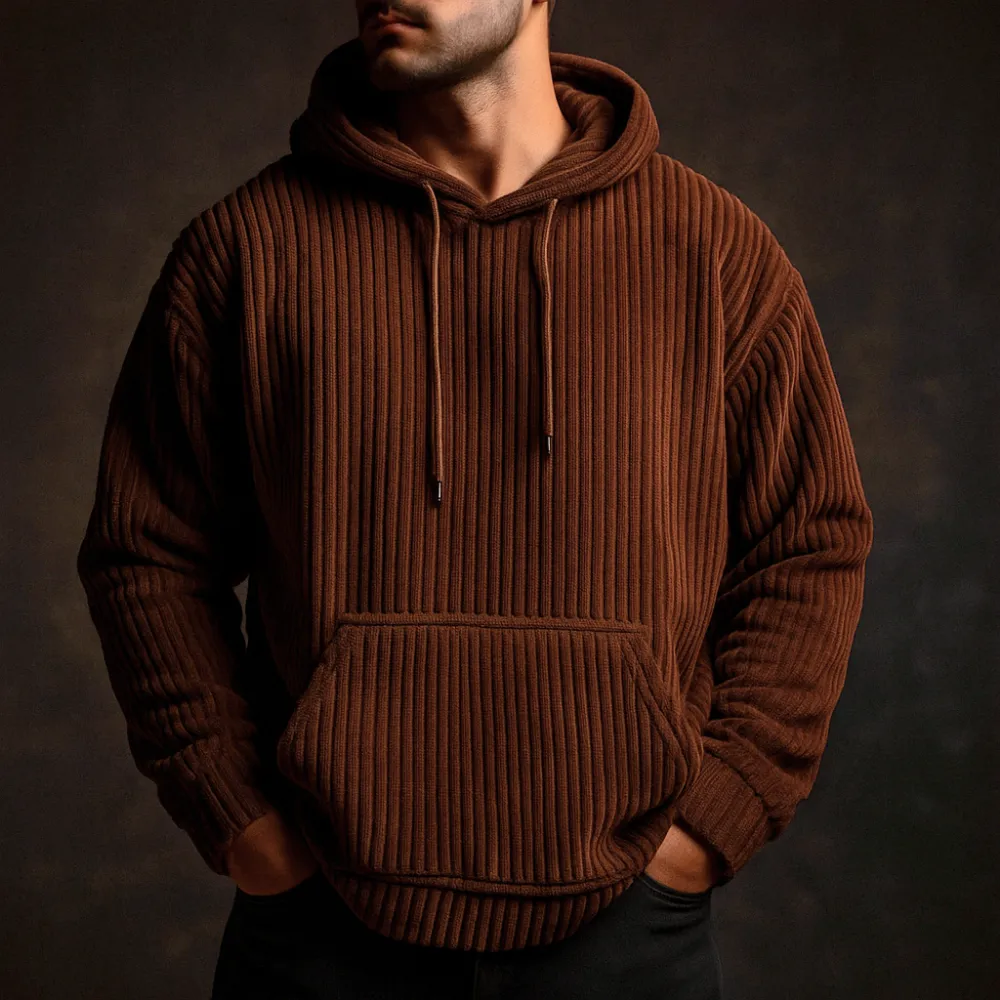 Corduroy Pullover Hooded Sweatshirt