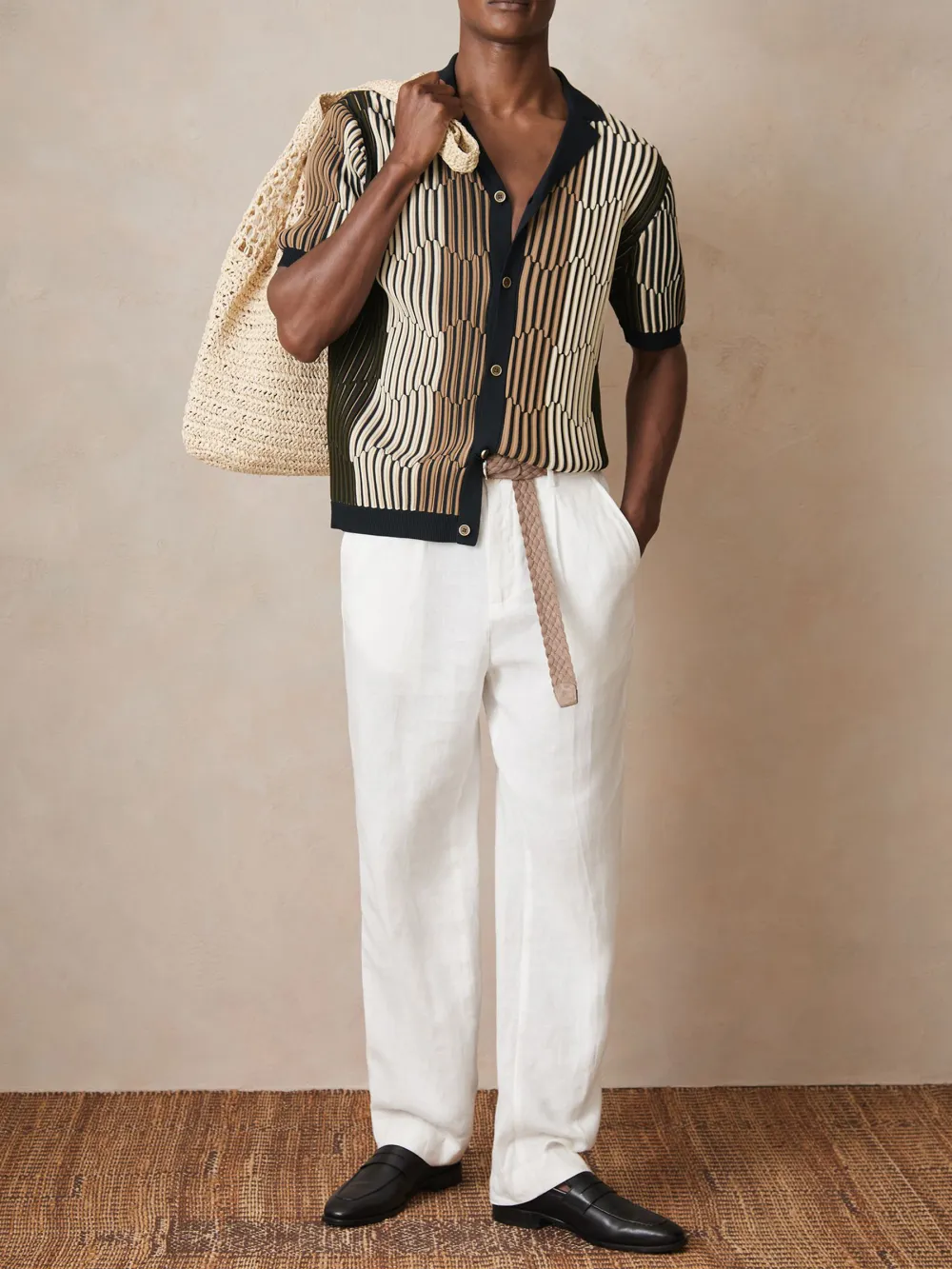 Summer Sea Breeze Texture Striped Short-Sleeved Shirt