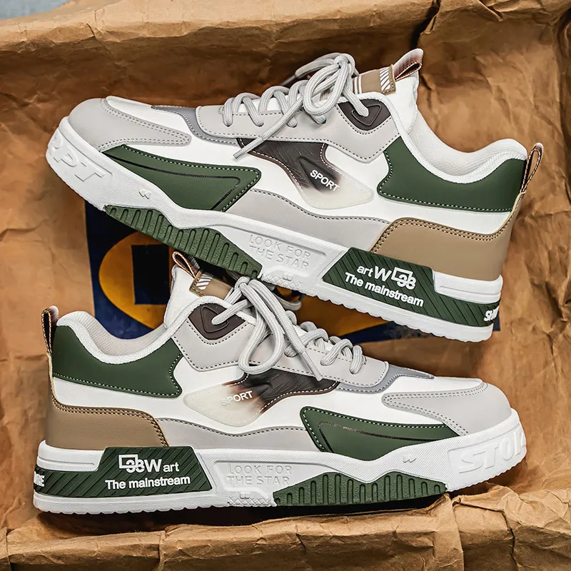 Men's Color-Block PVC Sneakers Fall New Breathable Casual Shoes Lightweight Versatile Comfortable Retro Agam Shoes