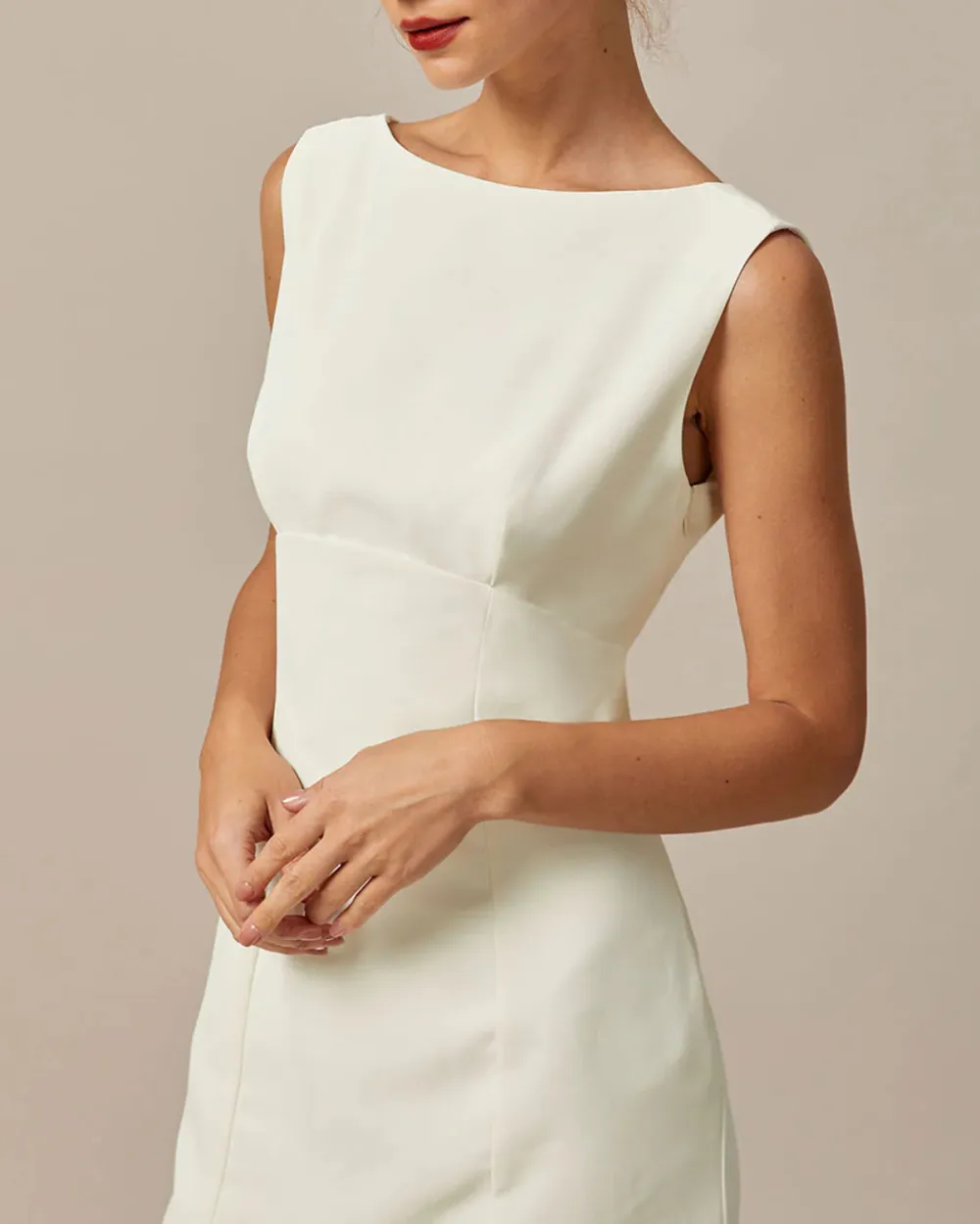 Boat Neck White Dress